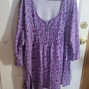 Woman Within Lilac Floral Half Sleeve Blouse